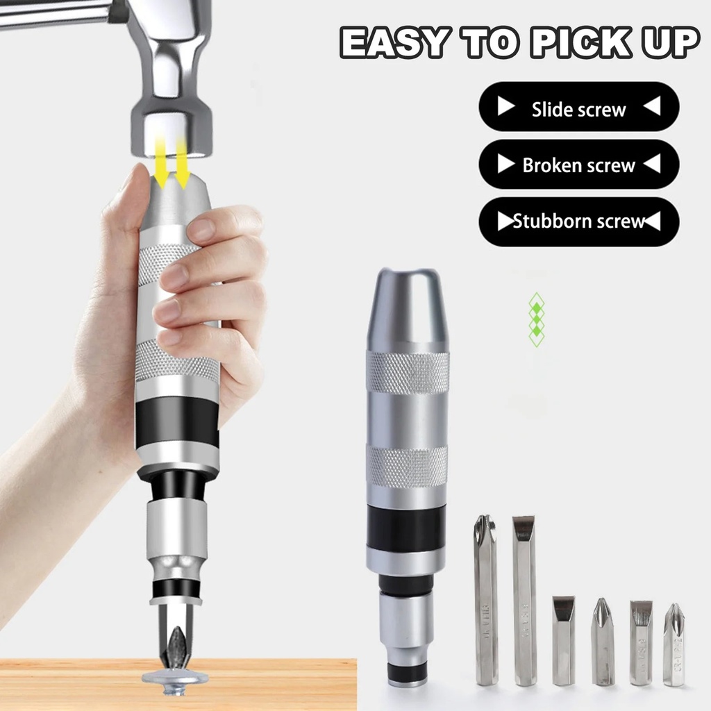 Xeyise Hand Impact Driver Screwdriver Set Rustproof Corrosion Resistant Portable Versatile Tool Hammer Impact Screwdriver with Storage Case
