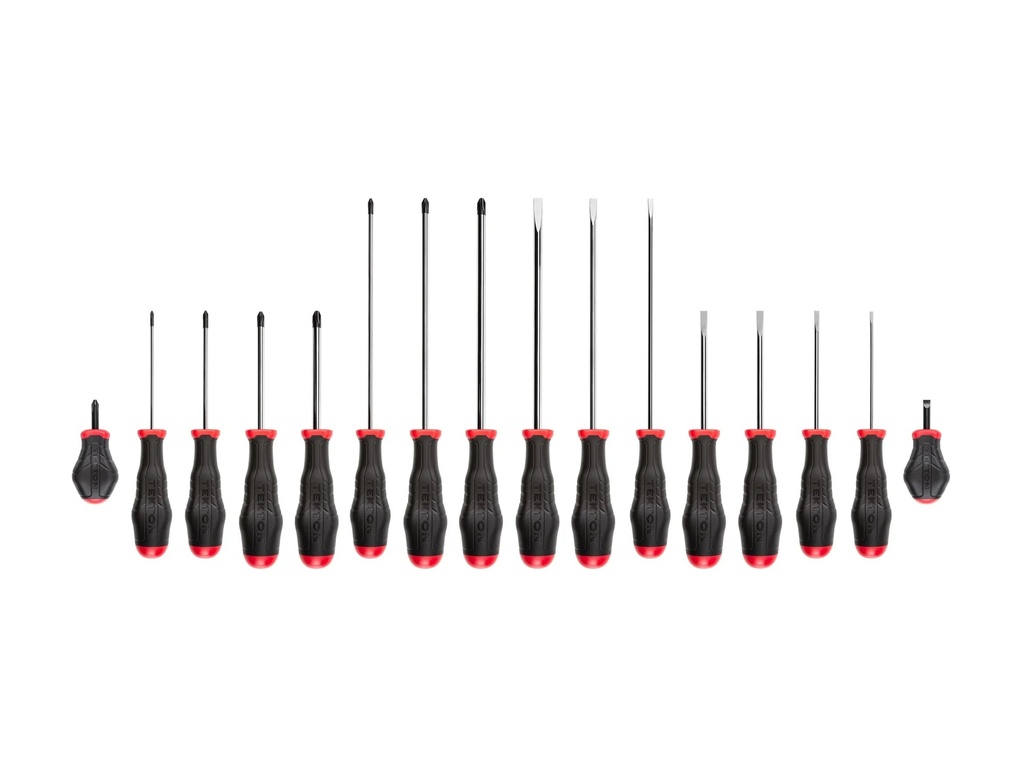 TEKTON High-Torque Screwdriver Set, 16-Piece (#0 - #3, 1/8 - 5/16 In.) | DRV45002