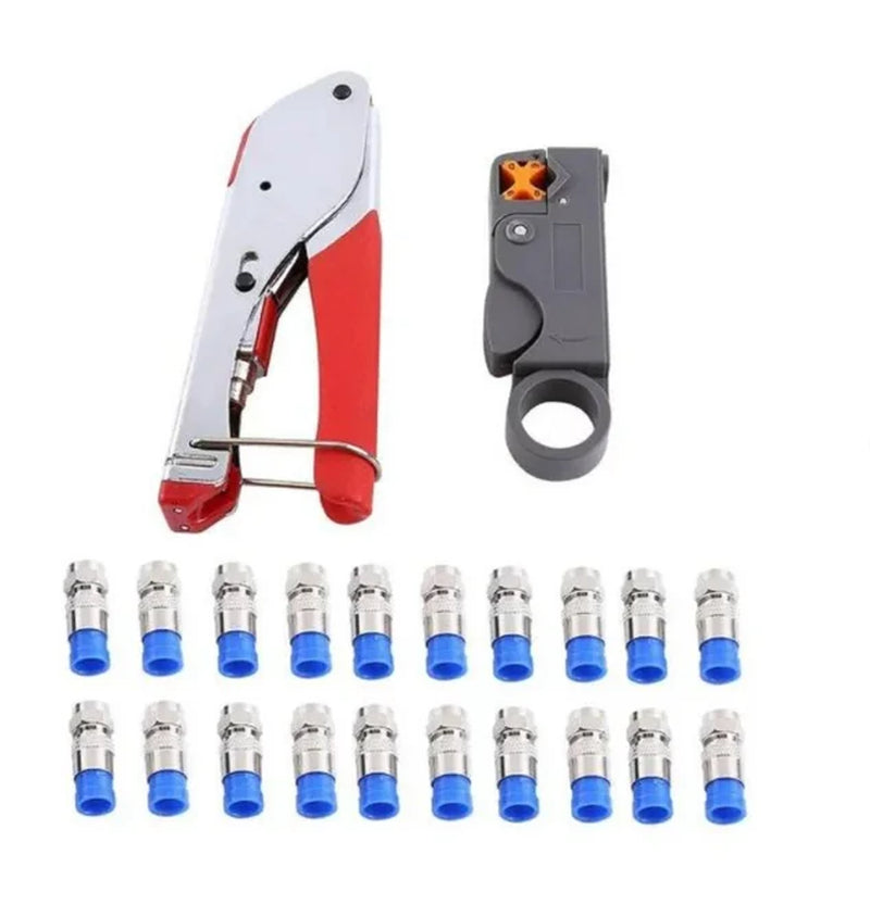 AGXAP Tool Bag RG6 Coax Cable Crimper Compression Tool Set Kit Wire Stripper with F RG59 Include Connectors Tools Stripper