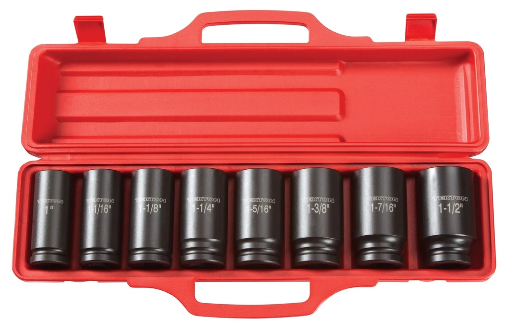 TEKTON 3/4 Inch Drive Deep 6-Point Impact Socket Set, 8-Piece (1 - 1-1/2 In.) | 4891