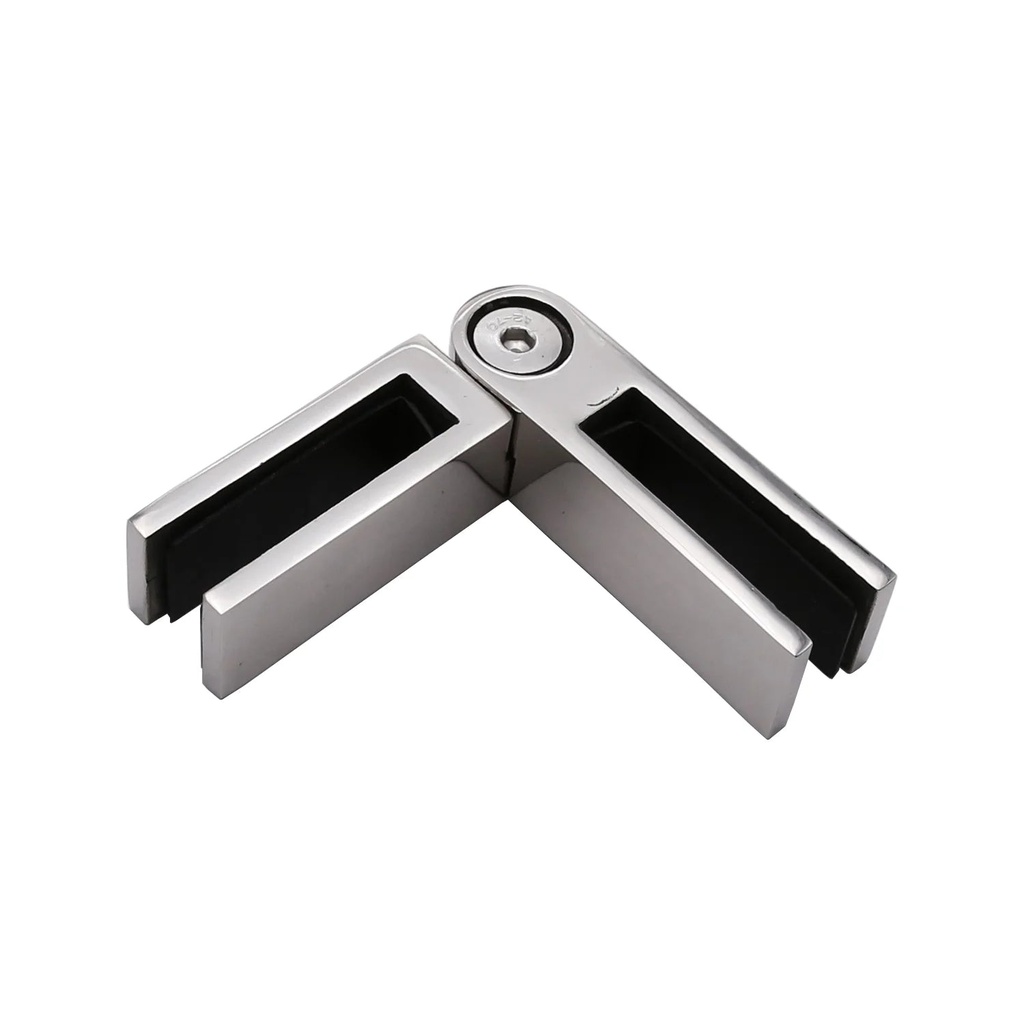 Top Hardware Adjustable Glass to Stainless Steel Bracing Clamp, Bracket, Stiffener for 1/2" and 3/8" Glass, Mirror Chrome Finish