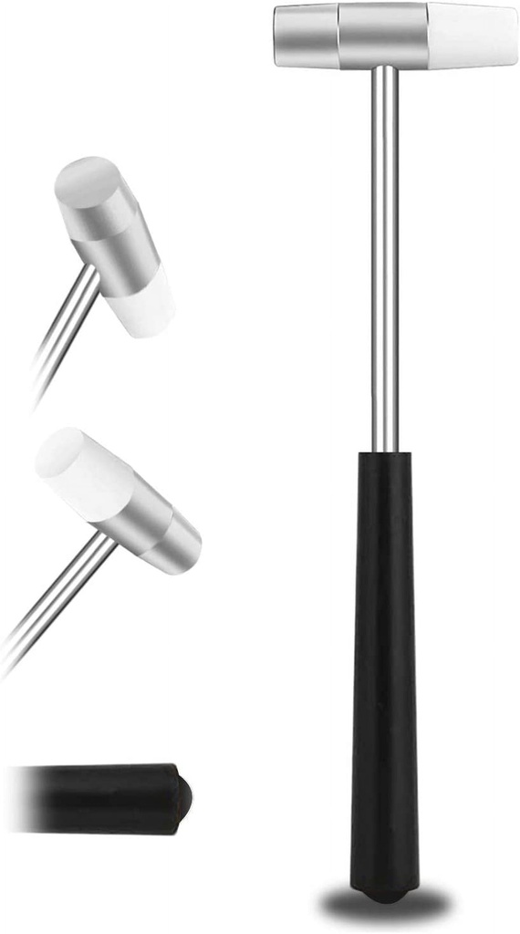 Dual Head Small Hammer, 7 Inches, Plastic Head and Metal Head, Black Plastic Grip, Double Face Jewelry Mallet, Mini Hammer for Crafts, Watch, Tuning, Woodworking, Toys, DIY, Leather, Instruments