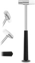 Dual Head Small Hammer, 7 Inches, Plastic Head and Metal Head, Black Plastic Grip, Double Face Jewelry Mallet, Mini Hammer for Crafts, Watch, Tuning, Woodworking, Toys, DIY, Leather, Instruments