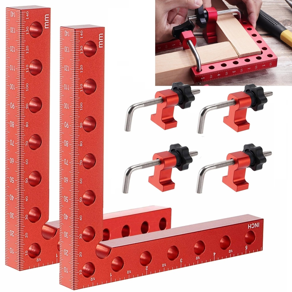 90 Degree Angle Clamps,Positioning Clamps 5.5" X 5.5"(14 X 14Cm) Aluminum Alloy Woodworking Carpenter Corner Clamping Square Tool