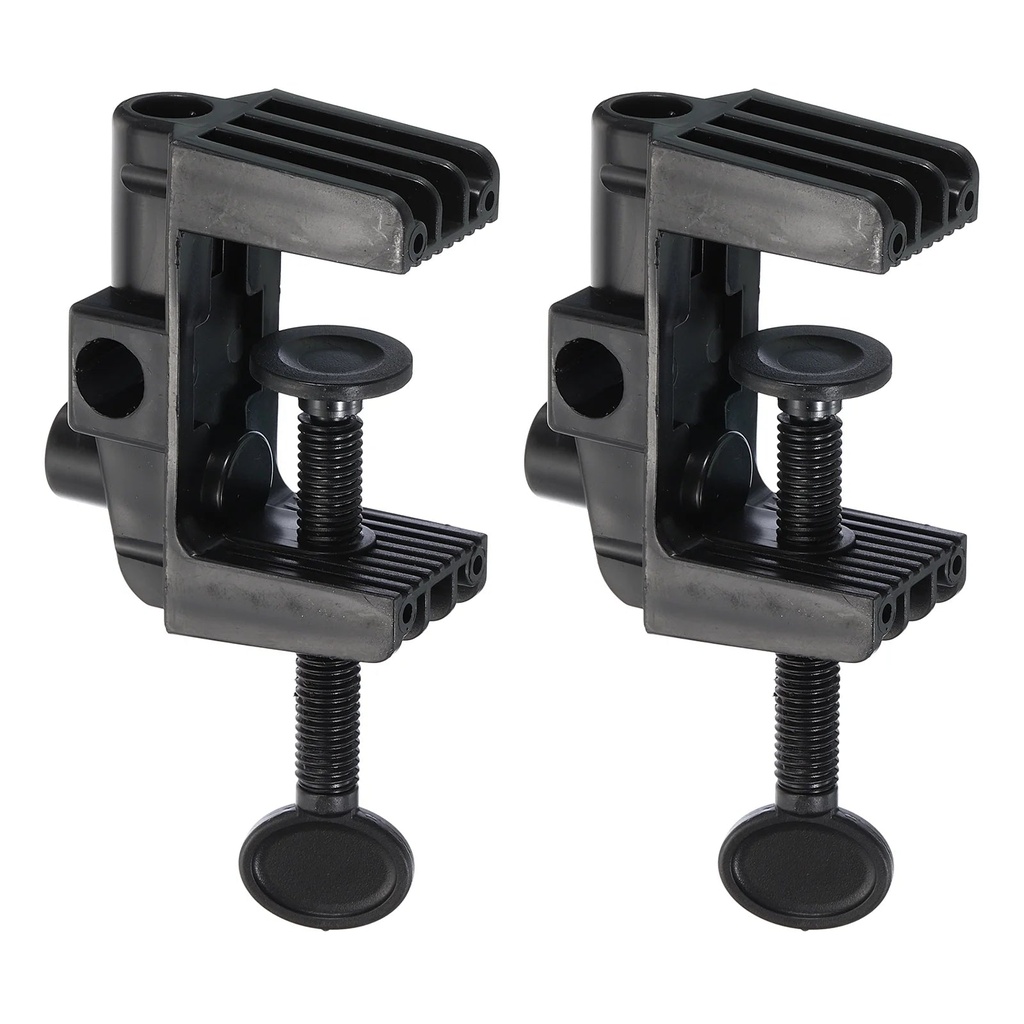 Uxcell 0.51" Hole Dia. Plastic Universal C Clamp Table Lamp Mic Arm Mount Desk Clamp, Black 2 Pcs