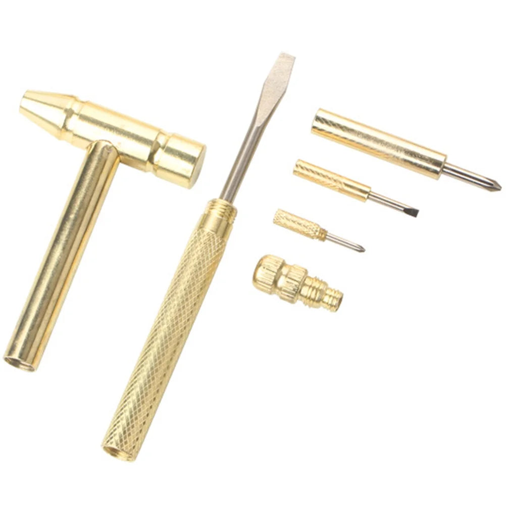 Small Hammer with Screwdrivers in Handle Mini Multifunctional Home Tools Miss Copper