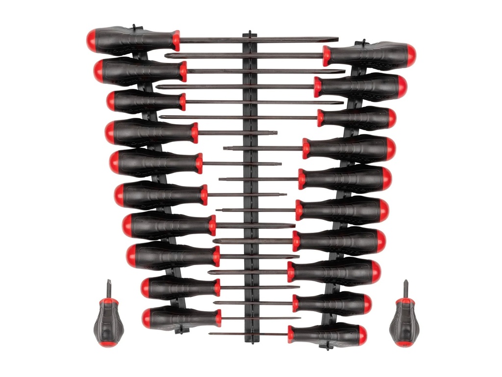 TEKTON High-Torque Black Oxide Blade Screwdriver Set with Black Rails, 22-Piece (#0-#3, 1/8-5/16 In., T10-30) | DRV41507