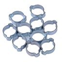 10Pcs Double Ears Hose Clamp, 2 Ear Wide Adjustable 13-15Mm Zinc-Plated Fuel Clamp Clips, Fuel Clamp