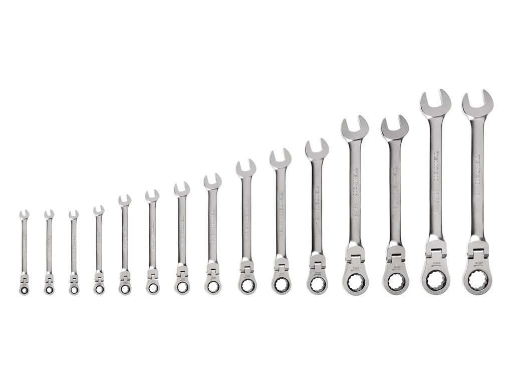 TEKTON Flex Head 12-Point Ratcheting Combination Wrench Set, 15-Piece (1/4-1 In.) | WRC95001
