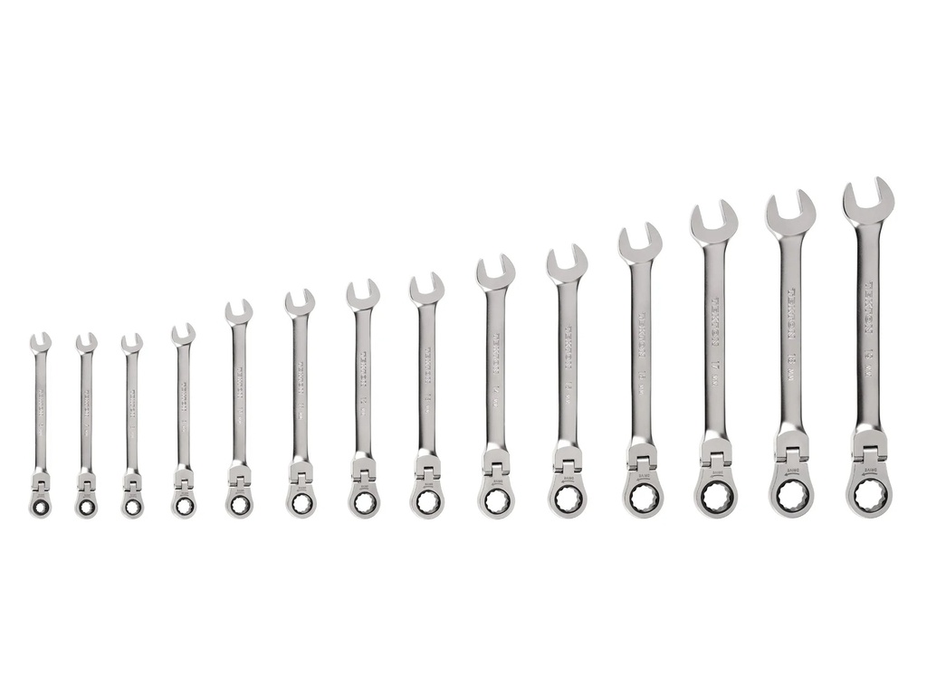 TEKTON Flex Head 12-Point Ratcheting Combination Wrench Set, 14-Piece (6-19 Mm) | WRC95002