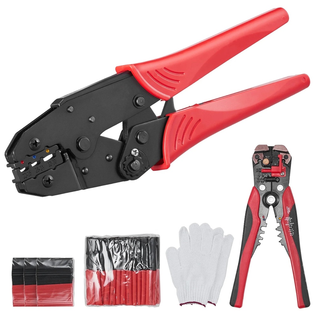 SKYSHALO Crimping Tool Terminal Ratcheting Crimper, Suitable for AWG22-10 Cables, with Heat Shrink/Insulated Functionality.