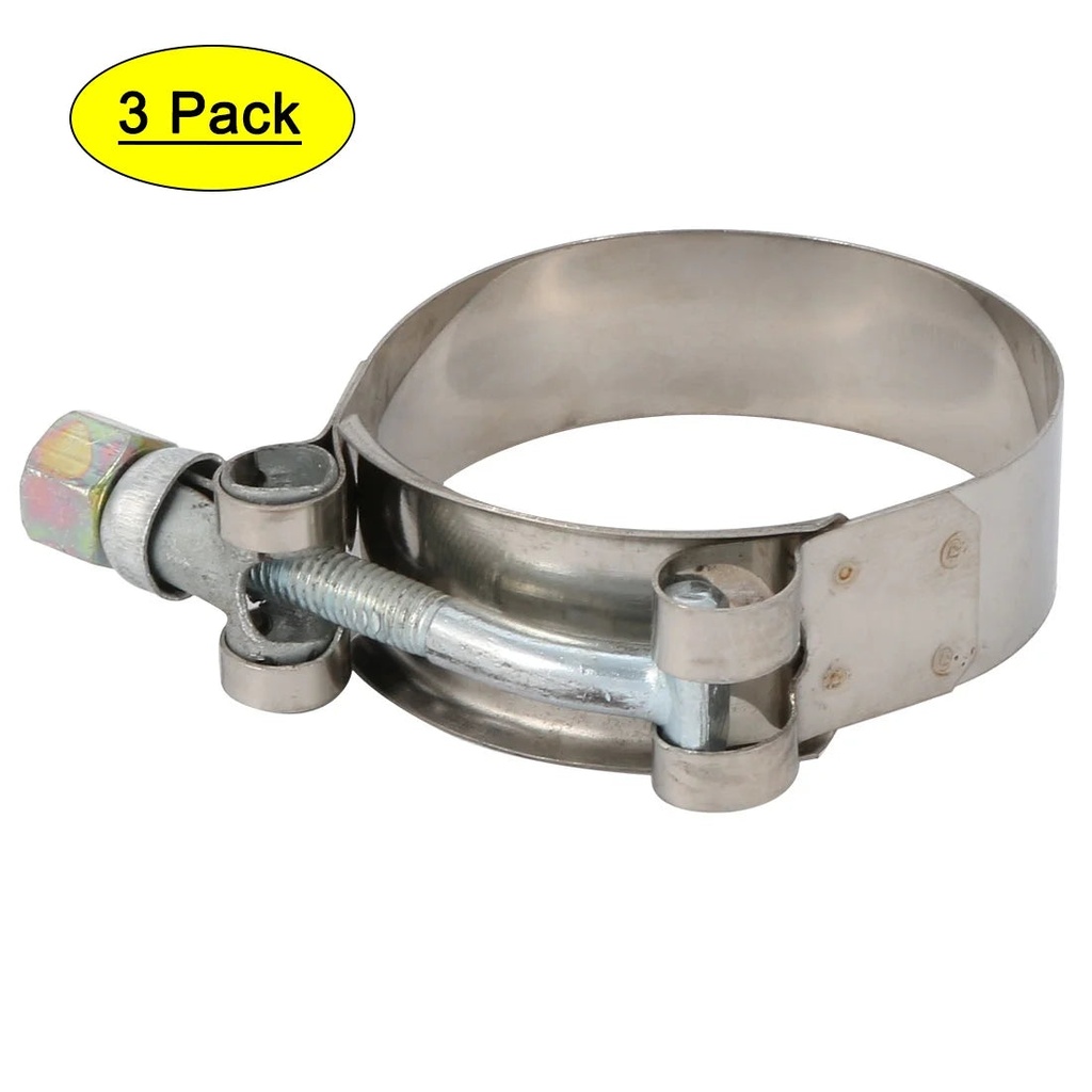 3 Pcs 52Mm-60Mm Stainless Steel T-Bolt Hose Clamp for Fuel Pump Filter Plumbing