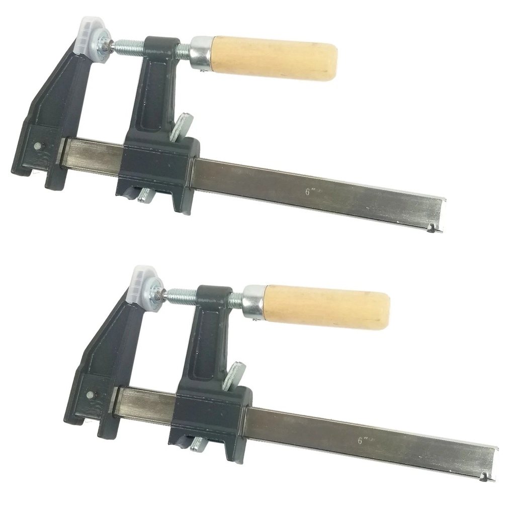 Set of 2 - 6" Steel Bar Clamp with Metal Ratcheting System and Quick Release Suitable for a Wide Range of Woodworking and Metalworking