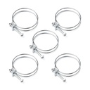POWERTEC 5PK 2-1/2 Inch Double Wire Hose Clamp with Bolt, Adjustable Hose Clamps for Dust Collector, Dust Collection Hose and Dryer Vent Hose, Pipe Clamp, Worm Gear Clamp (Color May Vary) (70197)
