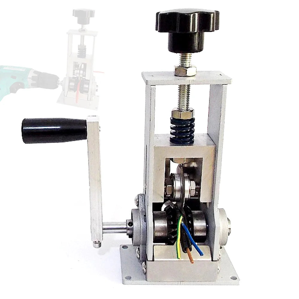 Apexeon Electric Stripping Machine, Portable Wire Stripper Steel Frame, Manual Wire Stripping Tool, 1,21Mm Cable Peeling, Hand Crank Support