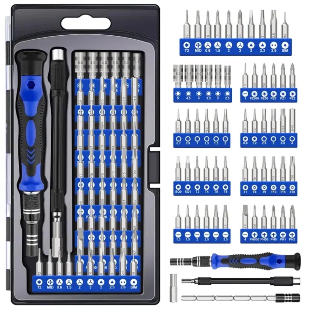 Flexible 62 in 1 Precision Screwdriver Set with Torx and Phillips Bits for Phone Watch Laptop - Complete Driver Kit with Extendable Shaft