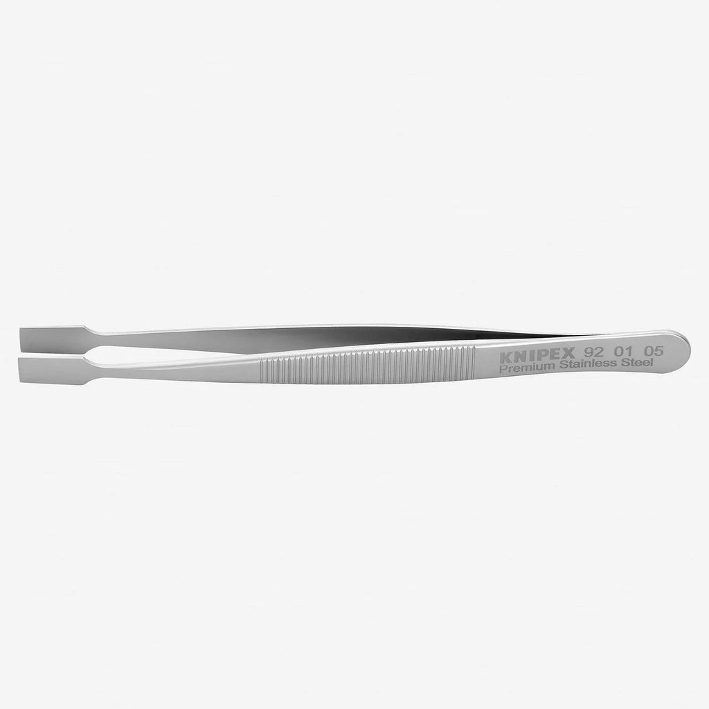 Knipex Stainless Steel Gripping Tweezers, Wide Blunt Tips, 4.75"