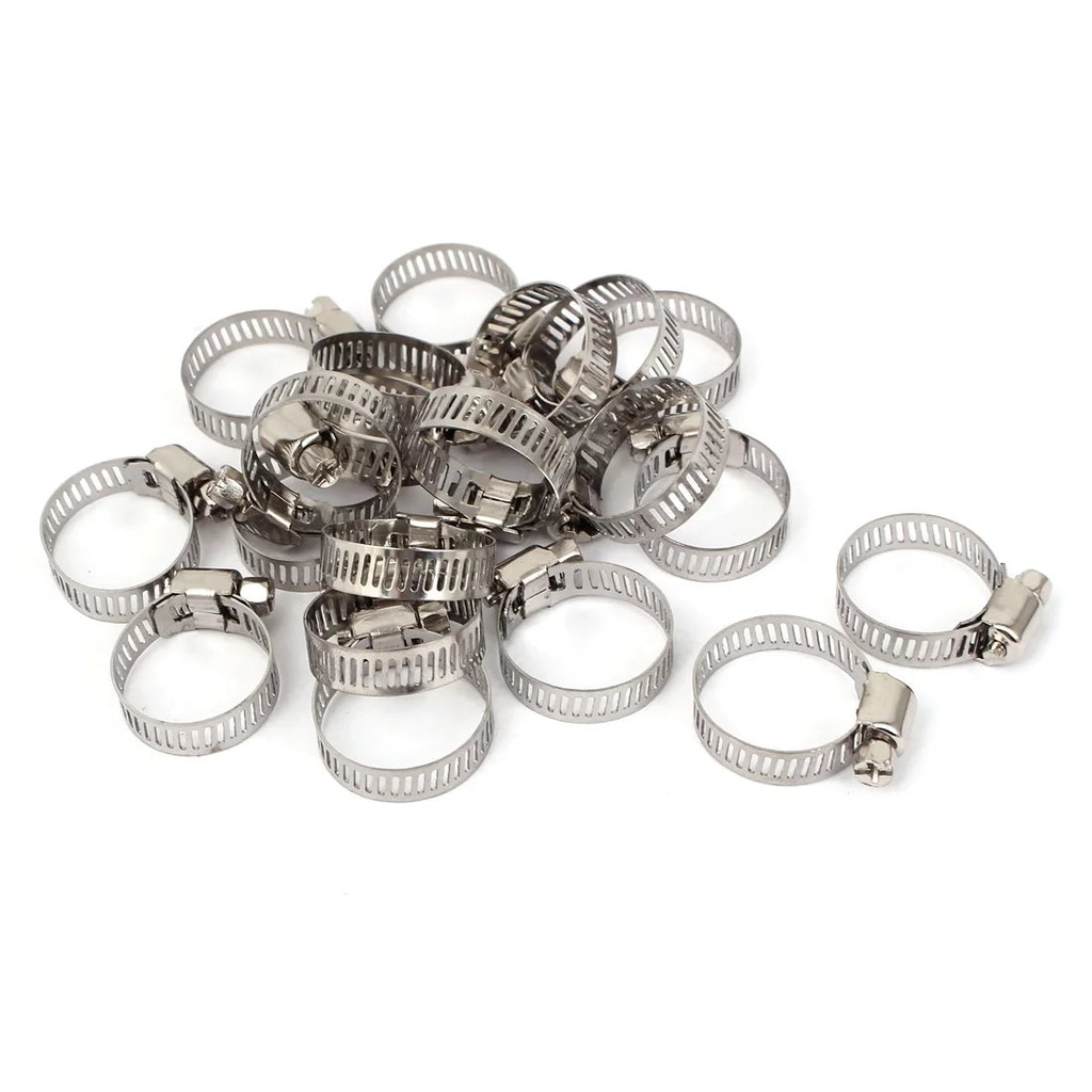 16-25Mm Head Screws Stainless Steel Hose Clips Pipe Clamps 20 Pcs
