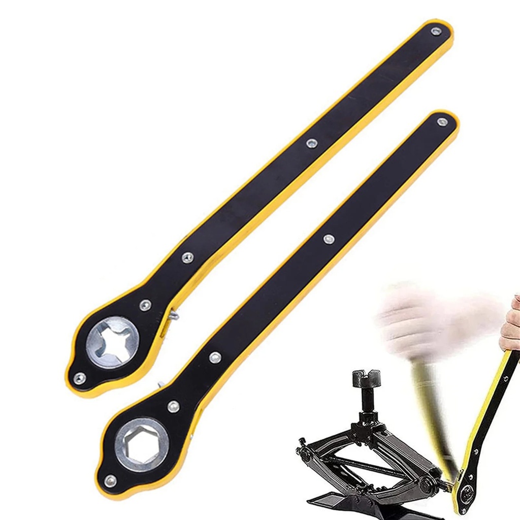 BOOBEAUTY 360° Swivel Labor-Saving Jack Ratchet Wrench,Cross & Hexagon,Scissor Jack Lift Speed Handle Tool,Jack Lug Handle Tool