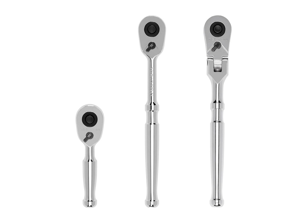 TEKTON 3/8 Inch Drive Quick-Release Small Body Ratchet Set, 3-Piece (3, 6 In., 6 In. Flex) | SRH99122