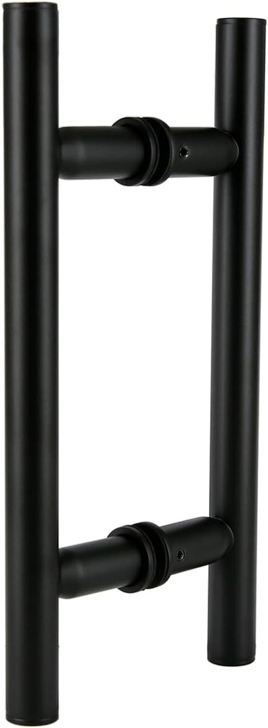 Stainless Steel 304 Grade Back to Back Shower Door Ladder Pull Handle for 3/8”~ 1/2” Inch Glass Thickness, 10 in (Center to Center: 6 In), Matt Black Finish