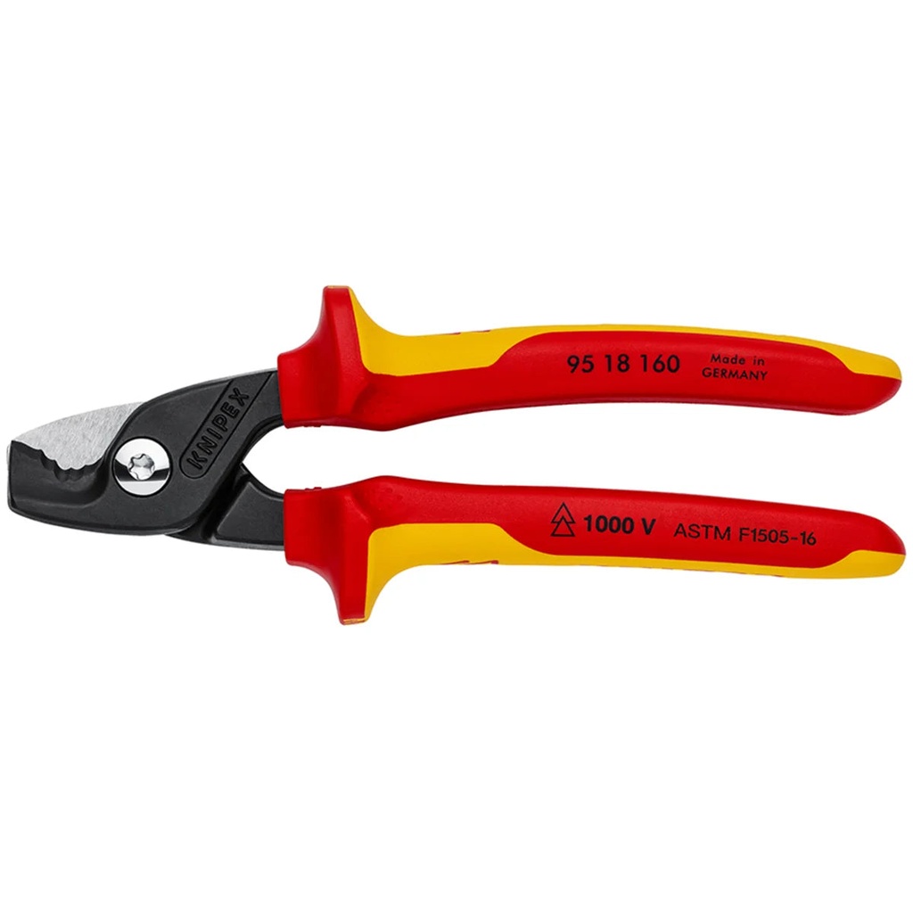 KNIPEX Cable Shears with Stepcut Cutting Edges - 1000 V Insulated