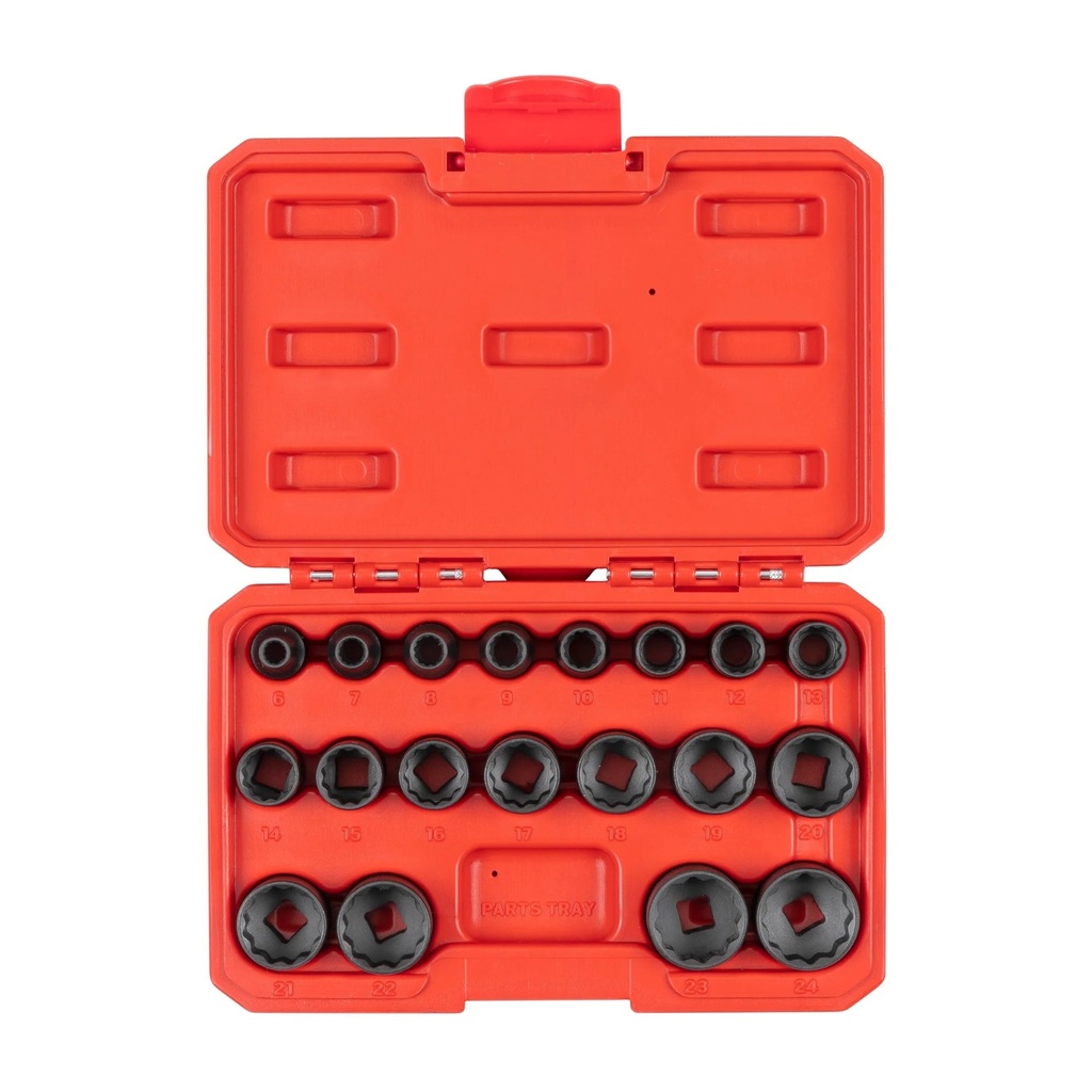 TEKTON 3/8 Inch Drive 12-Point Impact Socket Set, 19-Piece (6 - 24 Mm) | SID91306