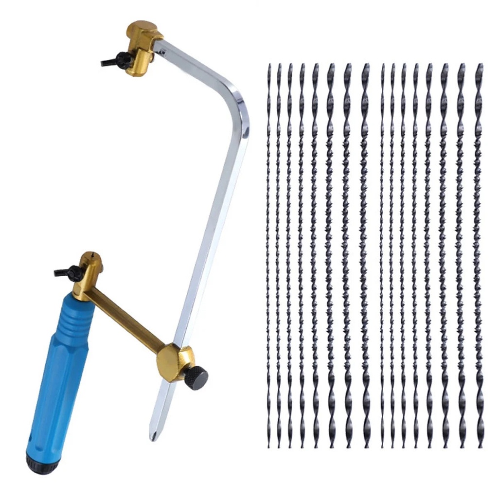 Coping Saw Heavy Duty Metal Hand Saw Fast Cutting Non-Slip Hacksaw with 16 Replacement Steel Saw Blade Woodworking Tool Kit for Wood Plastic Metal Cutting
