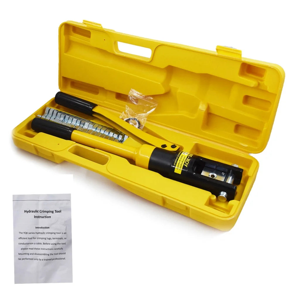 16 Ton Hydraulic Wire Battery Cable Lug Terminal Crimper Crimping Tool with 11 Dies Fit for Crimping Wires Butt Connectors
