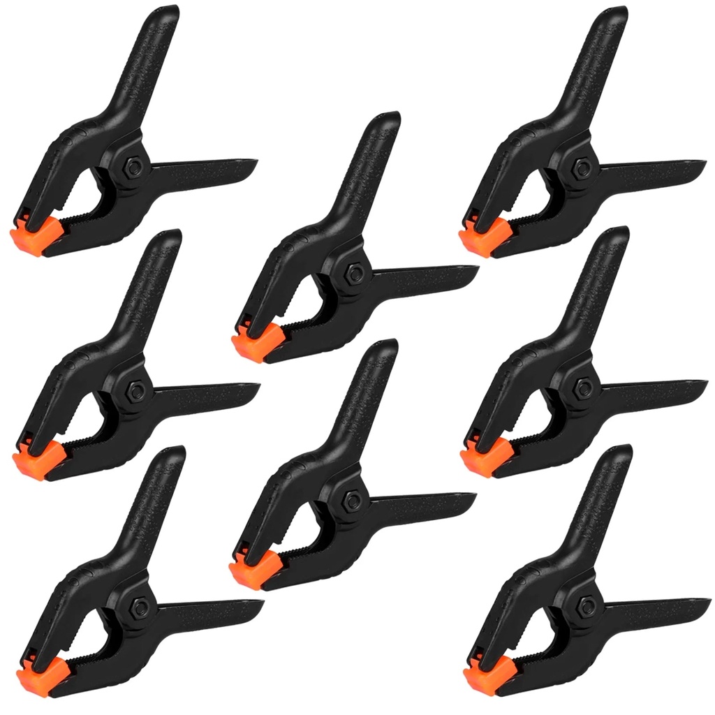 Romeda 8 Pack Spring Clamps, 4.5Inch Plastic Clips, Small Backdrop Clips, Clamps Heavy Duty, Spring Clips for Crafts, Backdrop Stand, Woodworking, Photography Studios (Black)