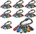 KAQ 6 Pcs 1/4 Inch Hex Shank Aluminum Alloy Screwdriver Bits Holder, Light-Weight Quick-Change Extension Bar Keychain Drill Screw Adapter Change Portable (With Silver Carabiner)