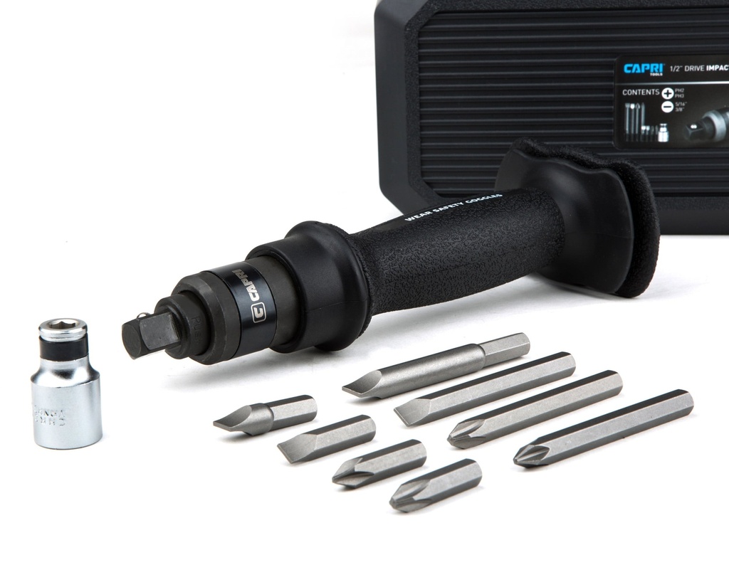Capri Tools 1/2-In Drive Premium Impact Screwdriver Set with Bits, 10-Piece