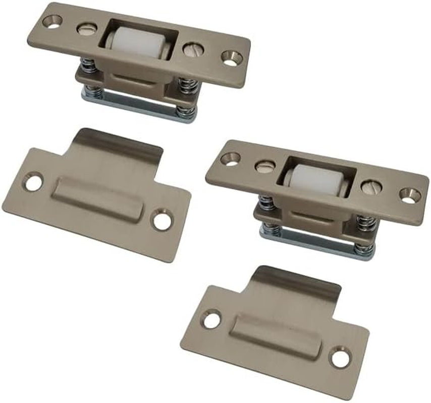 QCAA Heavy Duty Solid Brass Adjustable Silent Roller Catch, Satin Nickel, Made in Taiwan, 2 Pack
