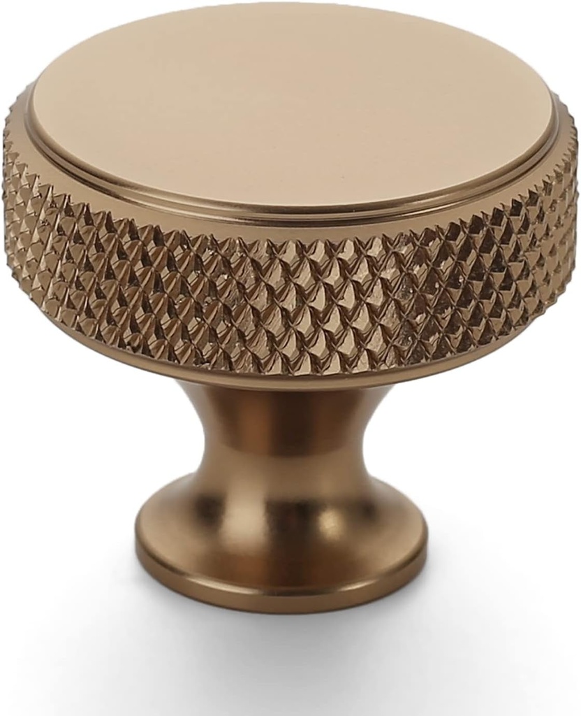 Amerdeco 10 Pack Champagne Bronze Knurled Cabinet Knobs Kitchen Cabinet Handles for Drawer Dresser, Cupboard and Wardrobe ZH0036