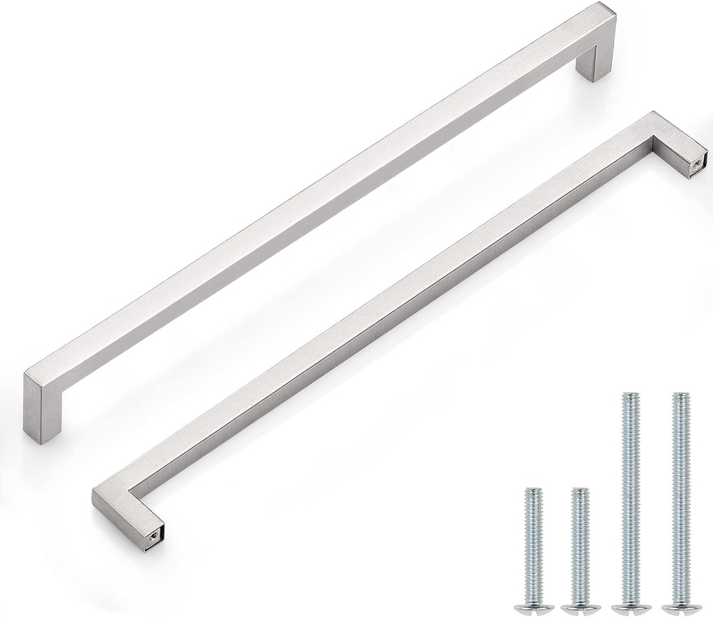 Probrico 15 Pack Square Modern Stainless Steel Brushed Nickel Cabinet Handles Kitchen Cupboard Drawer Dresser Pulls Hardware， 12-3/5" (320Mm) Hole Centers