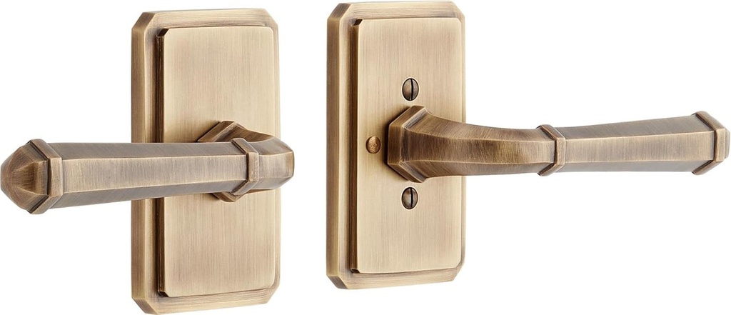 479144 Matteen Right Handed Solid Brass Privacy Door Lever Set with 2-3/8" Backset