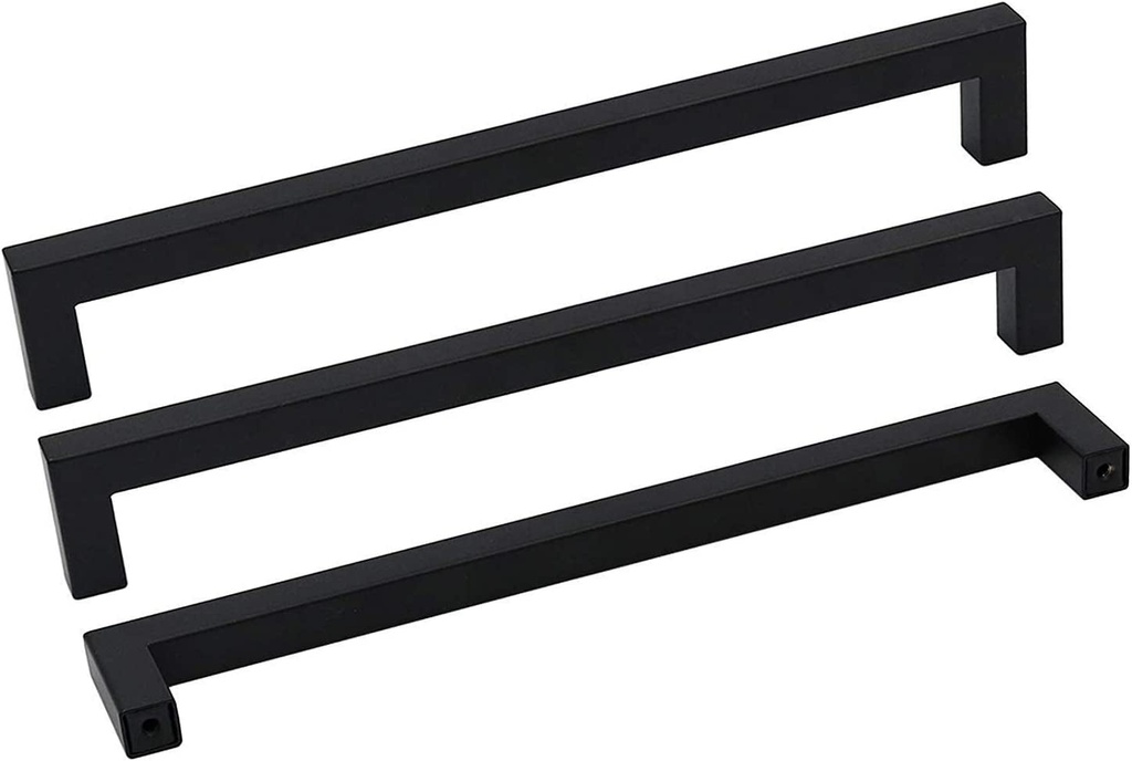Goldenwarm Kitchen Cabinet Handles Modern Cabinet Hardware for Cupboard and Drawer 8Inch Hole Centers - LSJ12BK204 Square Bar Pulls Black Drawer Pulls Matte Black Cabinet Pulls, 15Pack