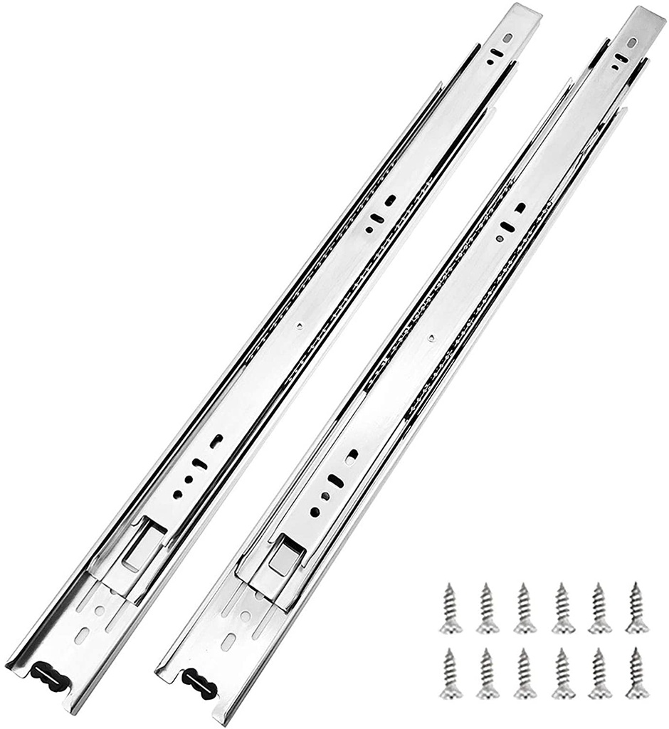 6 Pairs of 20 Inch Hardware 3-Section Full Extension Ball Bearing Side Mount Drawer Slides,100 LB Capacity Drawer Slide