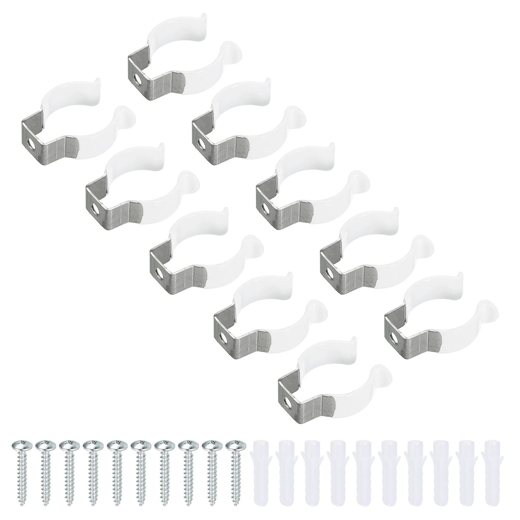 Uxcell T8 U Clips Holder Bracket for LED Light Bulb Mounting Bracket Fluorescent Tube Holder Screw Clamps White 10 Pack
