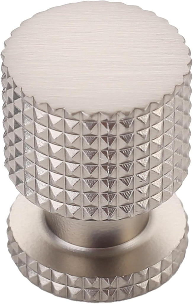 Alzassbg 10 Pack Brushed Satin Nickel Cabinet Knobs, 0.8 Inch(20Mm) Diameter Kitchen Cabinet Hardware Knurled Flat round Knobs for Cabinets and Drawers AL6024SN