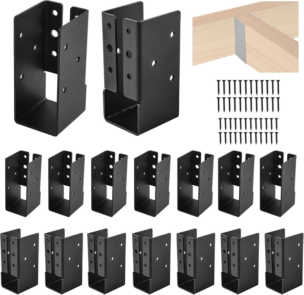 12Pcs Concealed Joist Hangers,2"X4" Outdoor Trim Concealed Flanges,Framing Bracket,Railing Brackets,Q235B Steel Powder-Coated Joist Hanger Fit for Beam,Swing, Handrail,Fence