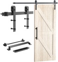 Signstek 8 FT Sliding Barn Door Hardware Kit Heavy Duty-Smoothly and Quietly- Easy to Install with Door Hook and 2 Handles - Fit 1 3/8-1 3/4" Thickness – Black (J Shape Hanger)
