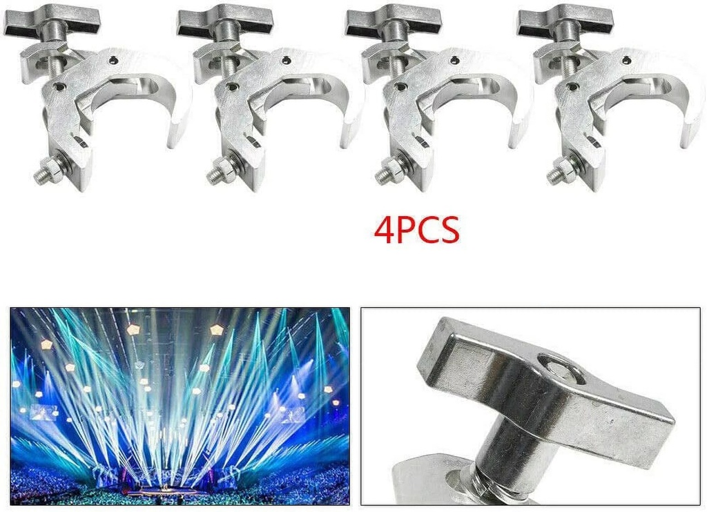 Miumaeov 4 Pack Heavy Duty 330 Lb Aluminum Alloy Stage Lighting Black C-Clamp Mounting/Truss Bracket Hook Clamp for DJ Projector Par Spotlight Moving Head Light Pole Mount