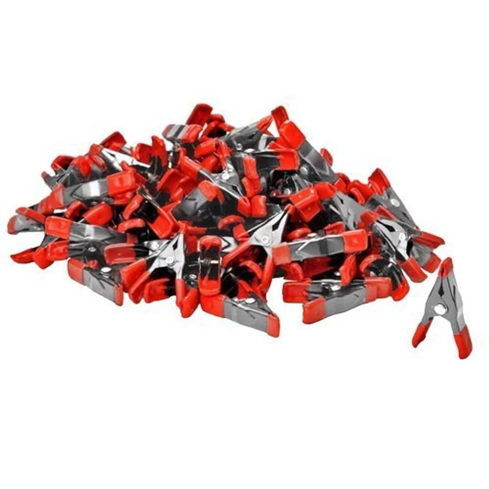 Wideskall 2" Inch Mini Metal Spring Clamps W/ Red Rubber Tips Clips Pack of 120
