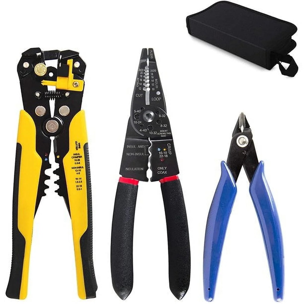 Kotto Automatic Wire Strippers, Wire Cutters and Wire Crimping Tool, 1.58 Lbs, Bag, 3 Pieces