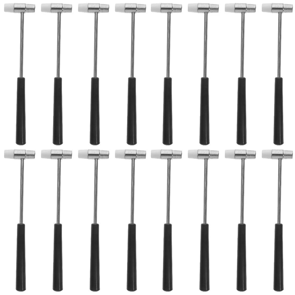 16Pcs Small Rubber Mallet, 7 Inches Double Faced Rubber Hammer with Soft/Hard Plastic Nylon Head Non Marring Hammer for Jewelry Leather Work