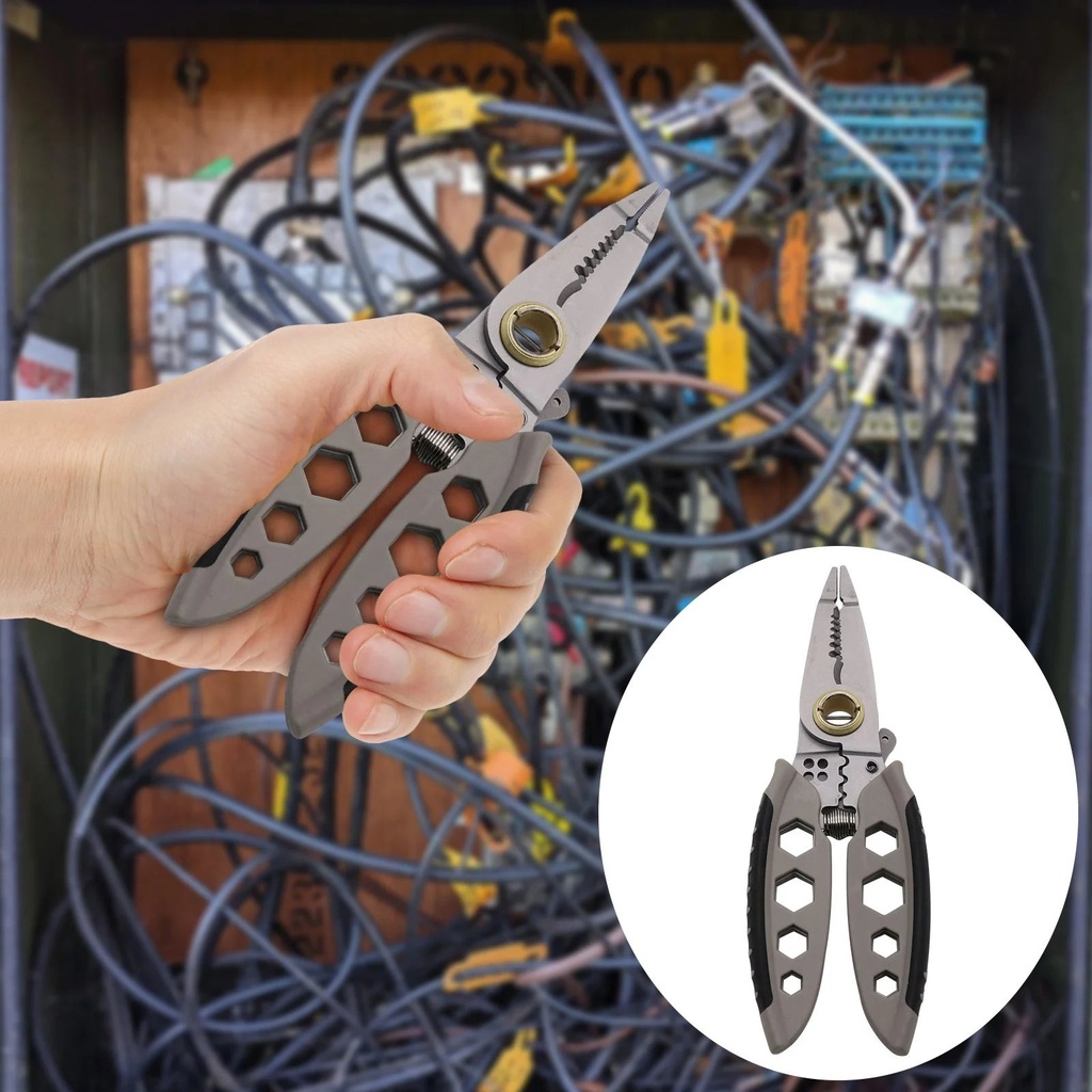 Ckraxd 7-Inch Multi-Function Wire Stripping Pliers with Cutting, Stripping, Crimping, and More for DIY Projects and Electrical Repairs