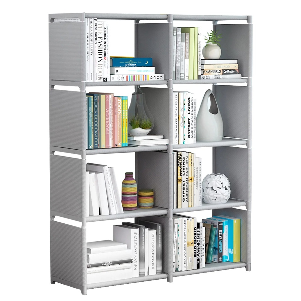 8 Cube Storage Shelf Organizer DIY Bookcase Closet Cabinet for Office Home Bedroom, Gray
