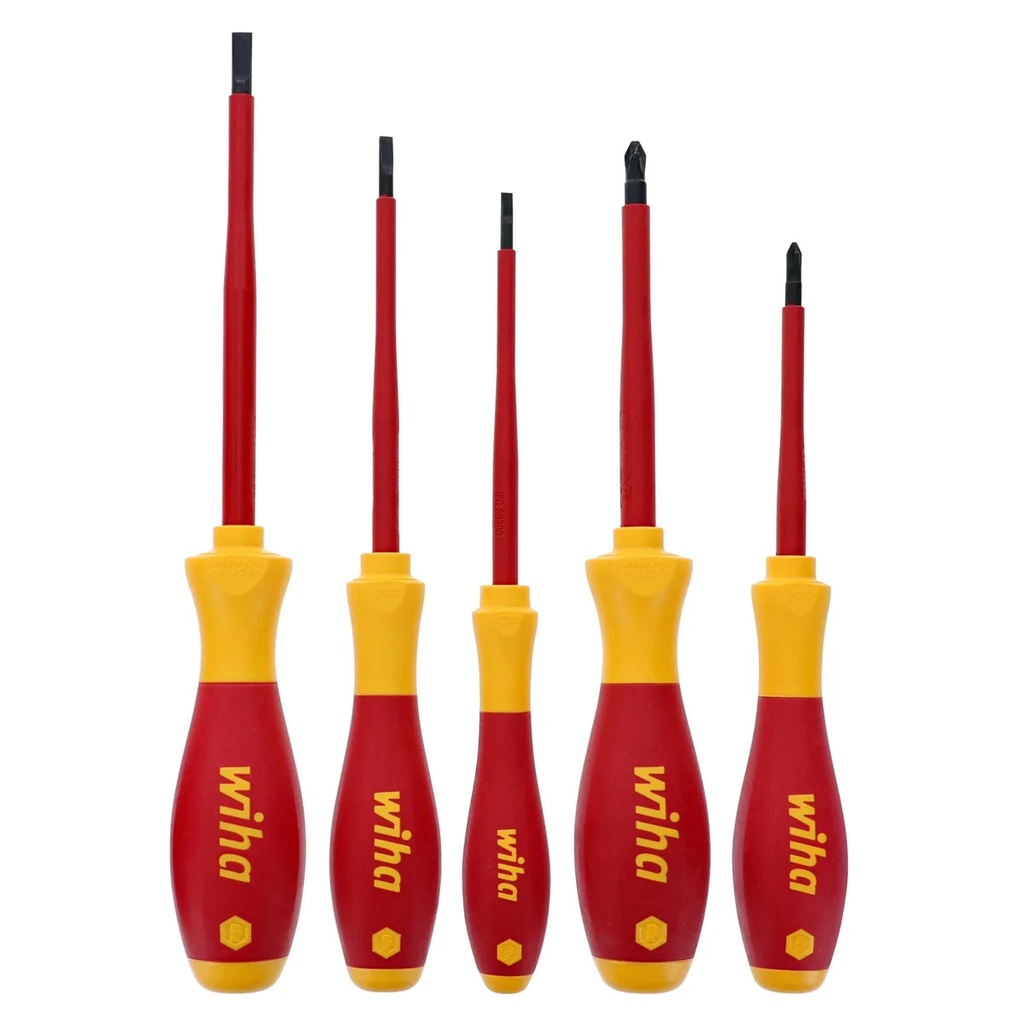 Wiha Tools INSULATED SLOT/PH 5PC SET. Set Includes: Slotted 3.5, 4.5, 6.5Mm | Phillips #1, #2