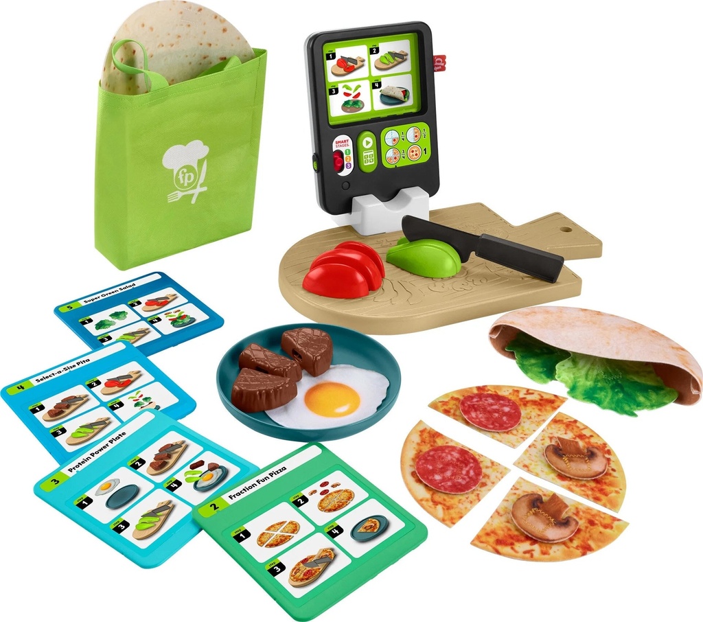 Fisher-Price Laugh & Learn 123 Follow the Recipe Meal Kit Preschool Pretend Playset, 30 Pieces